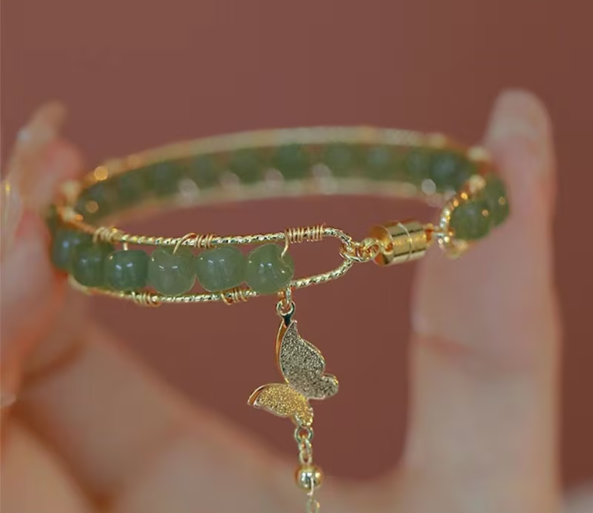 jade butterfly charm bracelet